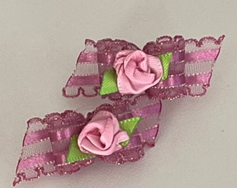 Small Dog Hair Bows, Lace dog bows, Rose dog bows, Shih tzu hair bow, yorkie hair bow, maltese hair bow, dog hair bow