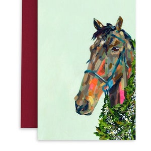 Christmas Horse Card, Holly Blossoms, Holly and the Ivy, Christmas Horse, Christmas Cards, Holiday Card, Horse Gift