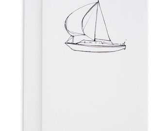 Sailboat Card, Greeting Cards, Moving Card, Card, Pen and Ink Drawing, Boat