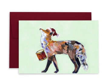 Little Drummer Fox Card, Playful Holiday Greeting Card, Holiday Party Animals, Pa Rum Pa Pum Pum, Season's Greetings, Animal Lover Card, Fox