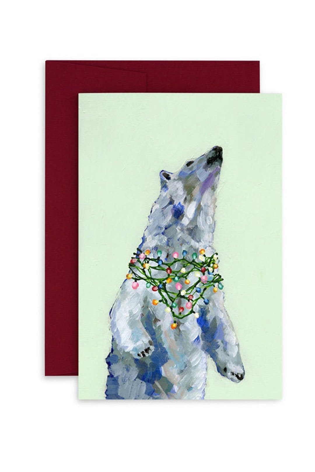 Polar Bear Holiday Card, Season's Greetings, Animal Stationary, Winter ...