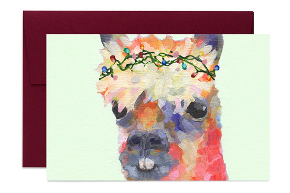 Alpaca Holiday Card, All Dressed Up, Season's Greetings, Animal