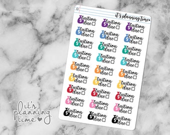 Tuition Due Planner Stickers
