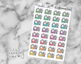 Bill Due Envelope Marble Planner Sticker Sheet