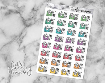 Pay Day Envelope Marble Planner Sticker Sheet