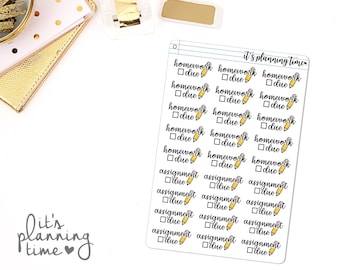 Homework Due and Assignment Due School Planner Stickers
