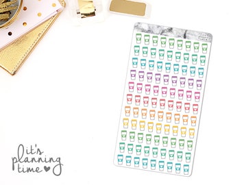 Coffee Cups Pastel Marble Border Planner Stickers