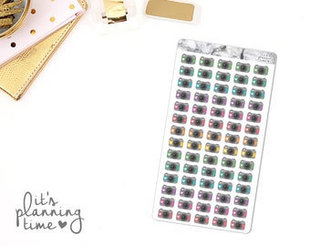 Camera Pastel Marble Border Planner Stickers