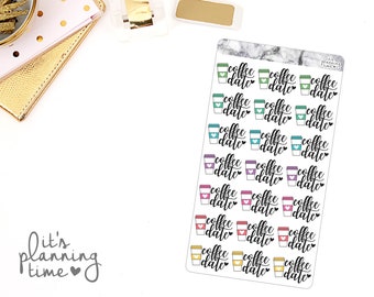 Coffee Date Pastel Marble Border Planner Stickers