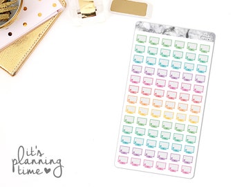 Computer Pastel Marble Border Desktop Planner Stickers