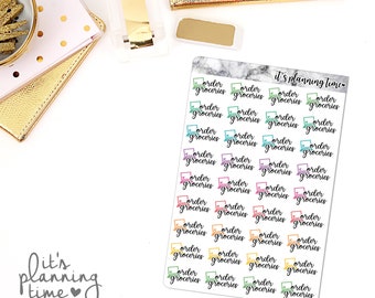 Order Groceries Marble Planner Sticker Sheet