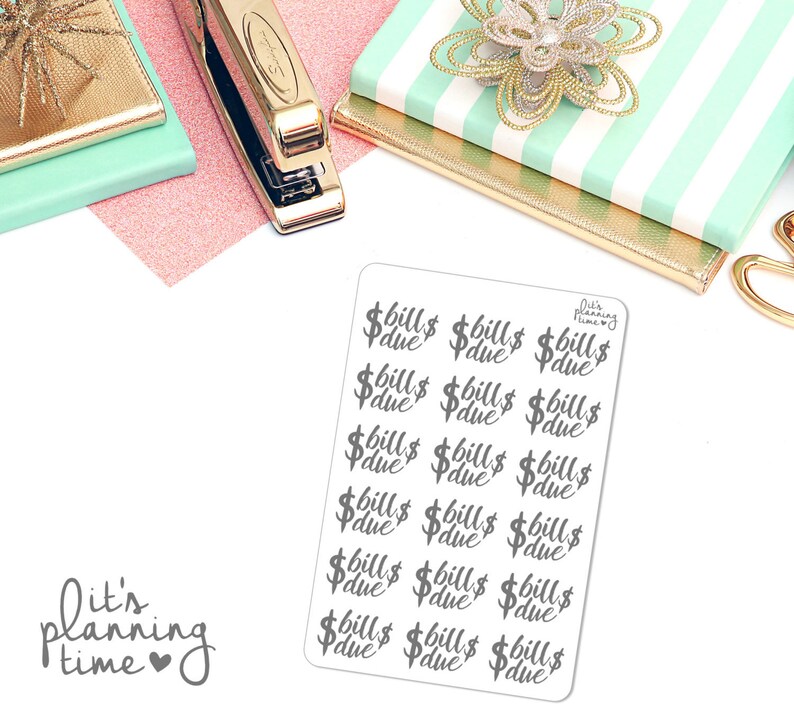 Bill Due Neutral Planner Stickers 18 count image 1