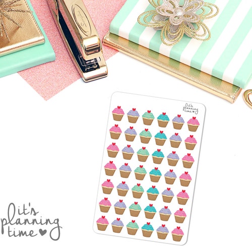 Birthday Cupcake Planner Stickers- 42 count