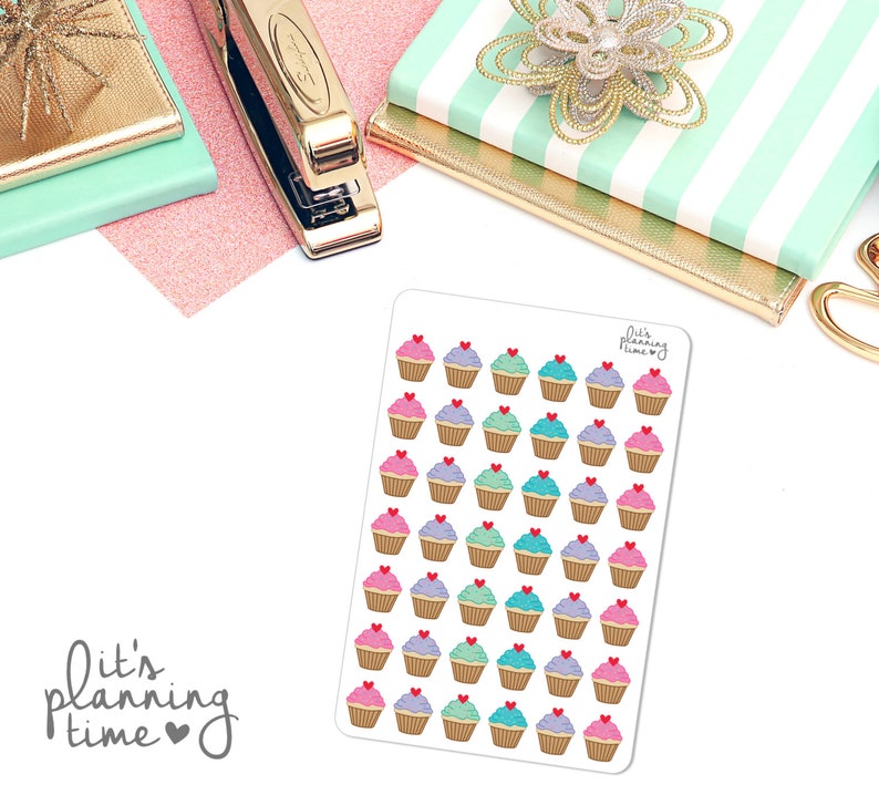 Birthday Cupcake Planner Stickers 42 count image 1