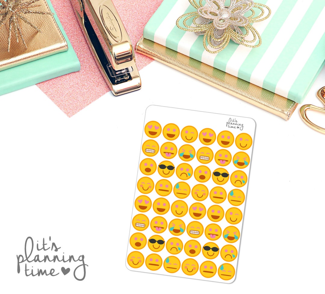Emoticon Planner Sticker Sheet- 48 Count - Etsy