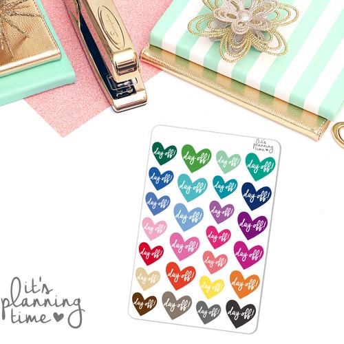 Day Off Heart Planner Stickers- 26 count