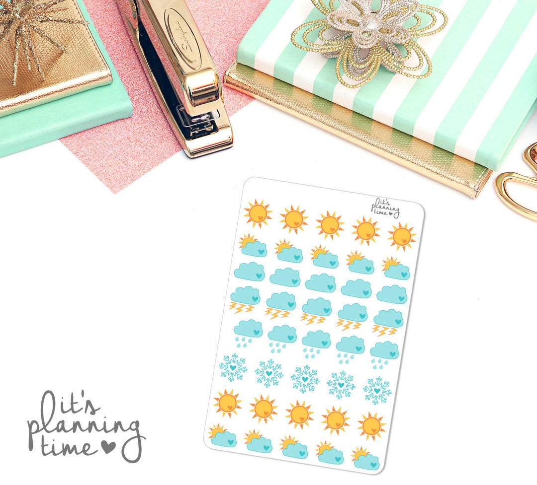 Small Assorted Weather Planner Stickers- 40 Count - Etsy