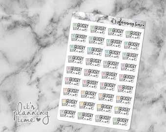 Grocery List Marble Planner Sticker Sheet