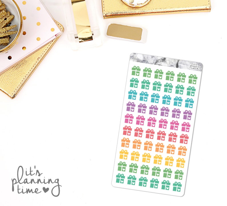 Birthday Gift Pastel Marble Border Planner Stickers image 1