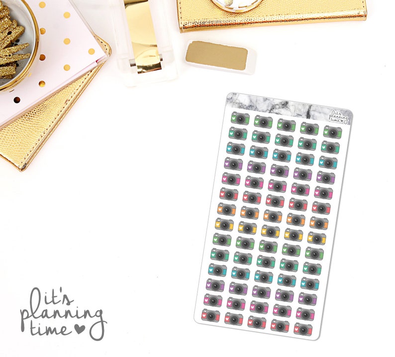 Camera Pastel Marble Border Planner Stickers image 1