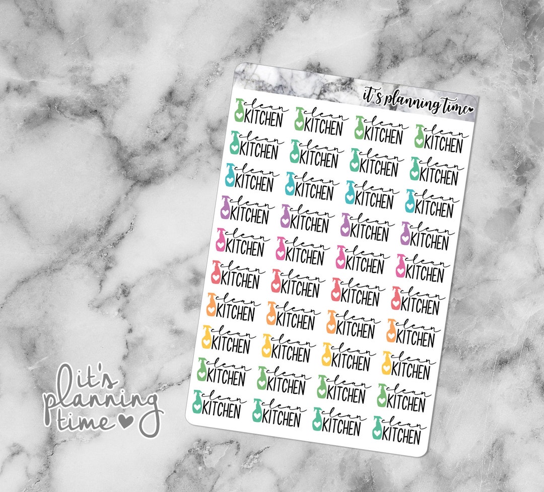 Clean Kitchen Marble Planner Sticker Sheet - Etsy