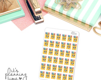 School Crayons Planner Stickers- 36 count