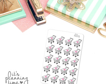 Grocery Shopping Cart Planner Stickers- 20 count