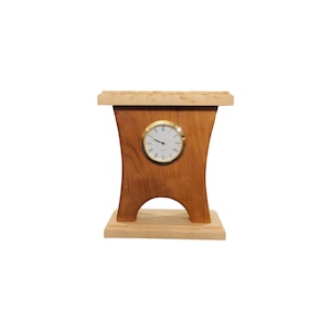 Wood Desk Clock, Cherry and Curly Maple Desk Clock