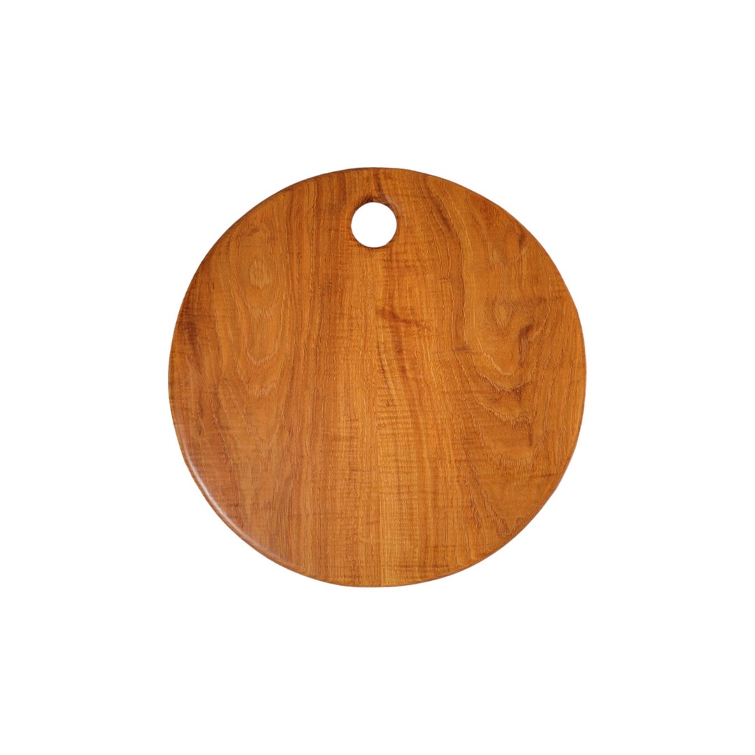 12 Round Curly Hickory Cutting Board, Wood Cutting Board, Round Cutting