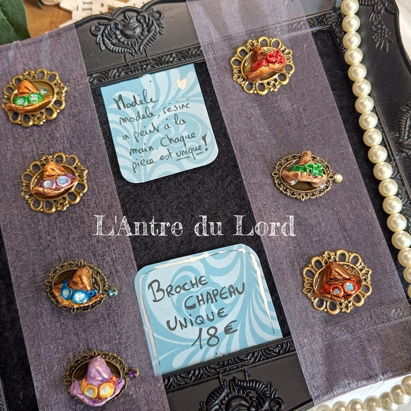 Broche d'halloween unique - chapeau de sorcière