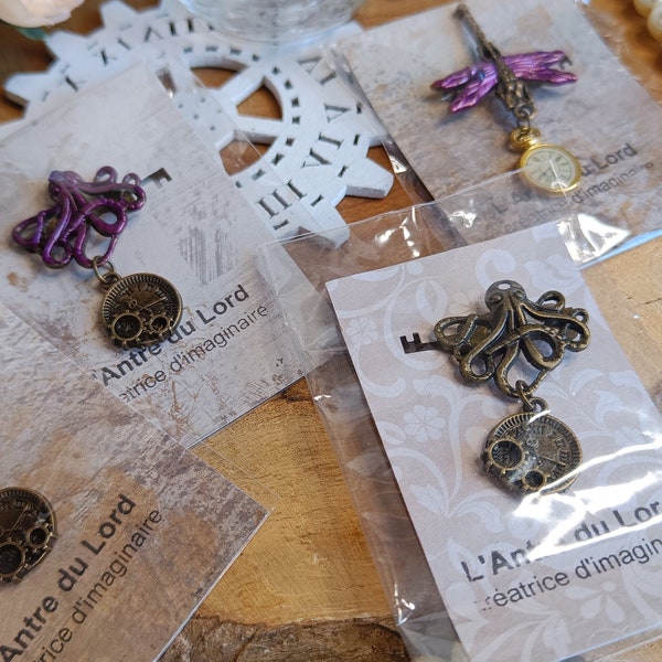 Petite broche Steampunk Pieuvre ou libellule