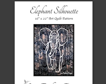 INSTANT PATTERN: Elephant Silhouette Art Quilt Pattern Download, Africa, collage, Jungle, Wall Art, Decor, Fabric Sewing Quilting, Stitching