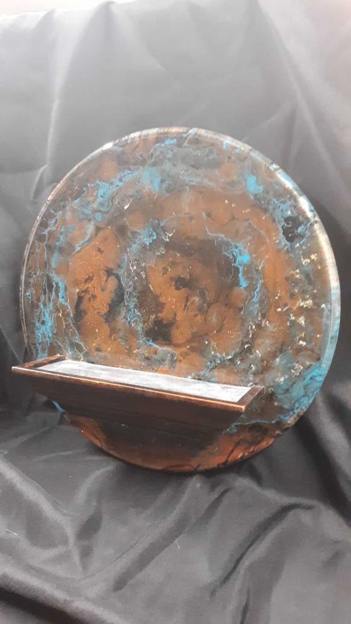 Epoxy Resin Wall Plaque With Wood Shelf. Turquoise and Etsy
