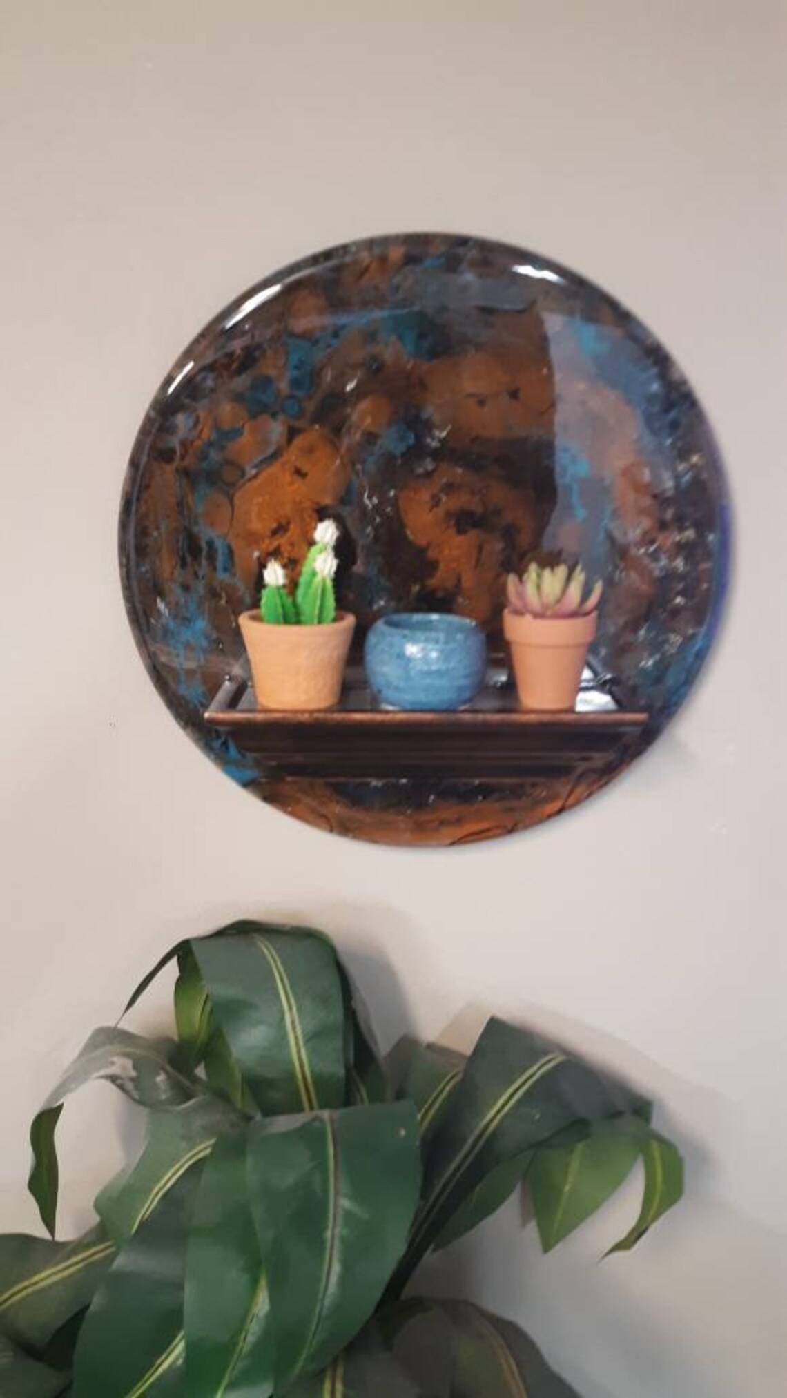 Epoxy Resin Wall Plaque With Wood Shelf. Turquoise and Etsy