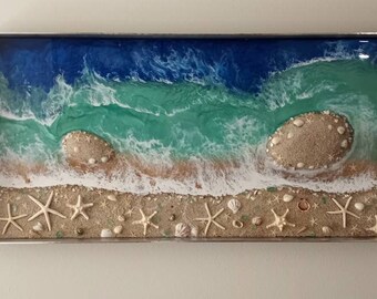 Sea & Sand. Epoxy resin ocean with natural sand, starfish and shells.