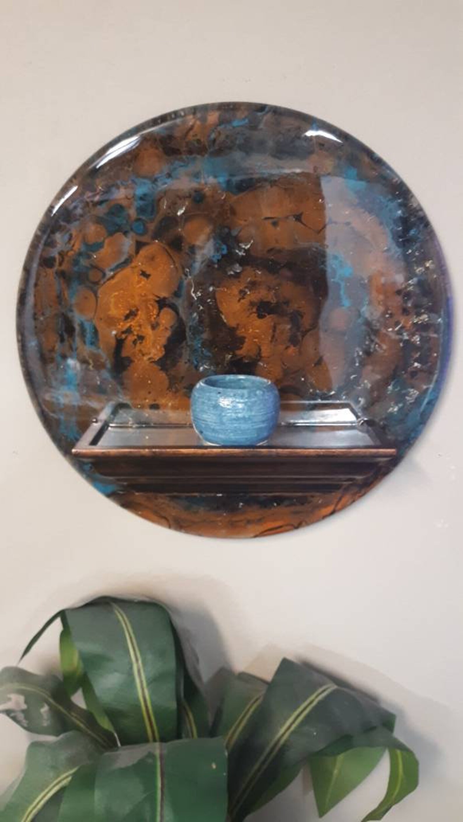 Epoxy Resin Wall Plaque With Wood Shelf. Turquoise and Etsy