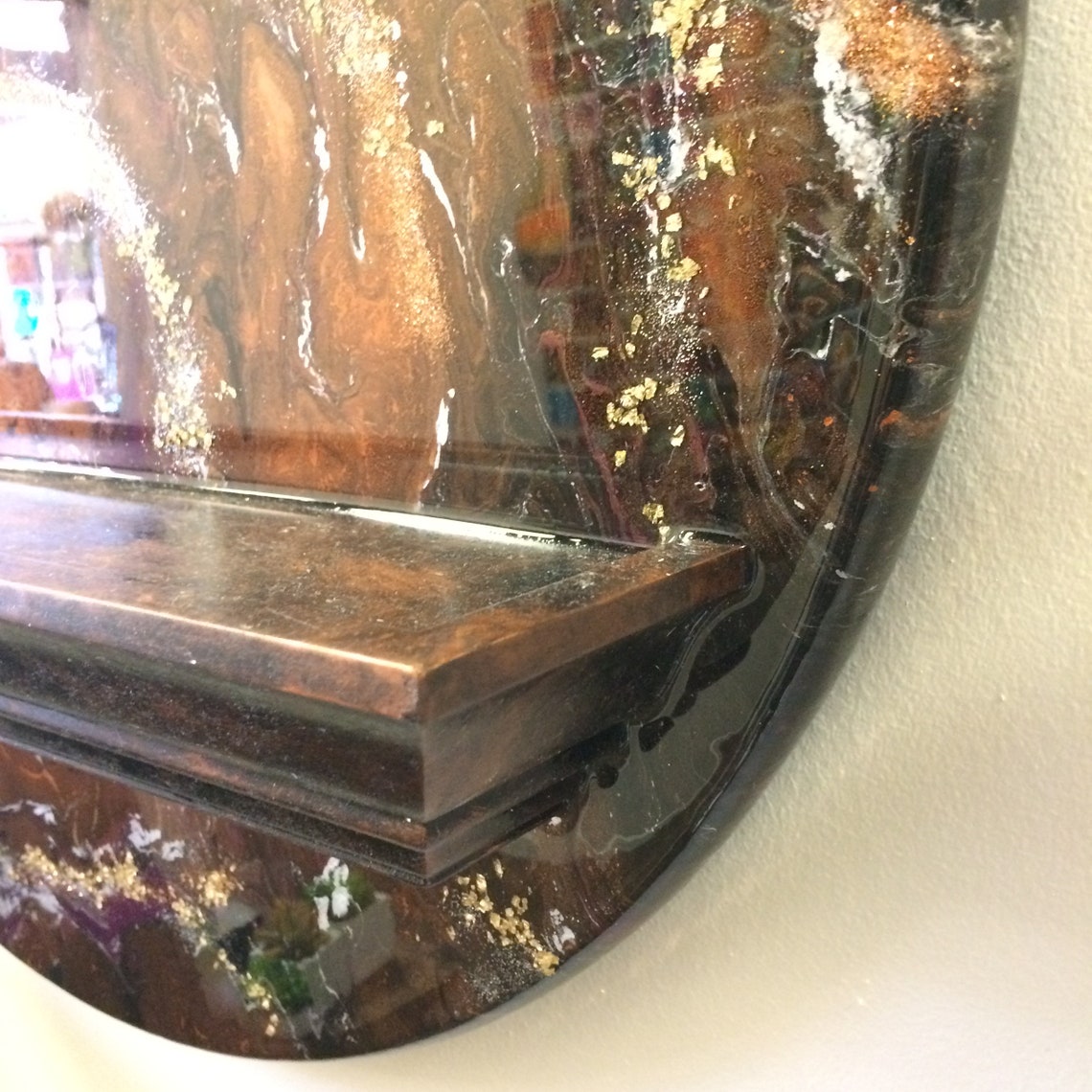 Epoxy Resin and Wood Wall Plaque With Wood Shelf. 24 Inch Etsy