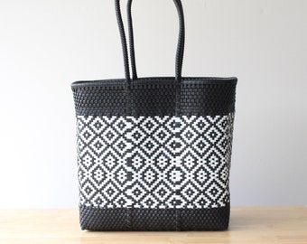 Bolsa tote mexicana en blanco y negro de MexiMexi