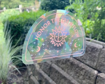 Sun and Moon Rainbow SunCatcher | Rainbow Sun Sticker| Prismatic Window Decal | Sun and Moon Vinyl Decal Sticker