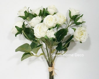 Artificial Silk Rose Flower Bridesmaid Wedding Bouquet Beige Home Party Decor LD