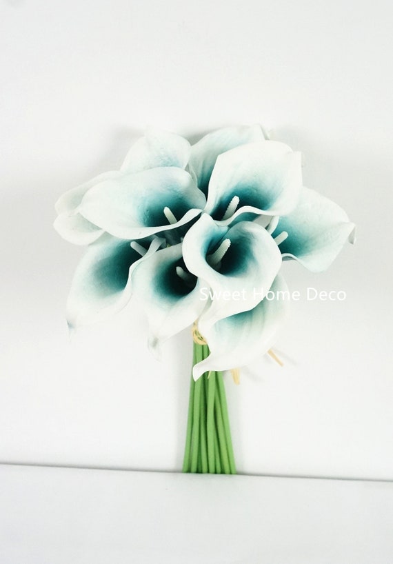 JennysFlowerShop 15 Latex Real Touch Artificial Calla Lily 10 Stems Flower Bouquet for Wedding Home Coral