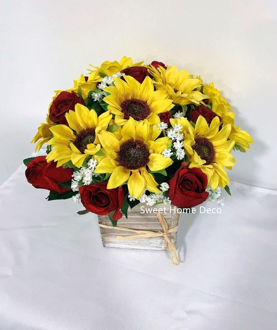 Jennysflowershop 10 Silk Rose Sunflower Arrangement Etsy Jennysflowershop 10 Silk Rose Sunflower Arrangement Etsy