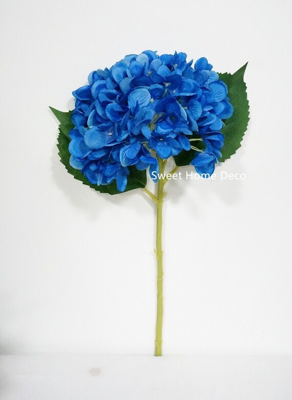 Jennysflowershop 18 Silk Hydrangea Single Stem Autumn Colors Set Of Two No Pot Inclued Royal Blue
