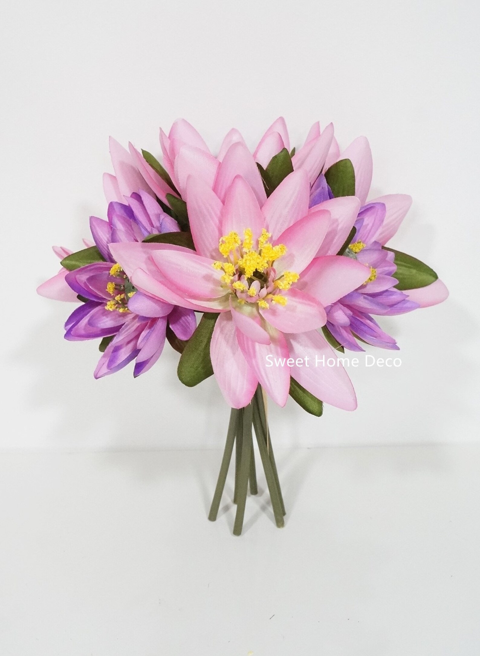 9'' Silk Lotus Flower Bouquet 7 Etsy