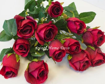 15 Buds Artificial Silk Small Rose Flower Wedding Home Fake Pretty Decor #LAC