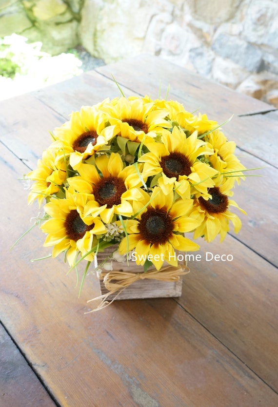 13 Heads Silk Sunflowers Artificial Sunflower Bouquet Artificial Flowers  Floral Arrangement for Wedding Party Office Home