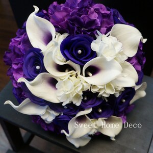 Jennysflowershop 12W Real Touch Calla Lily Wedding Bride Bouquet in ...