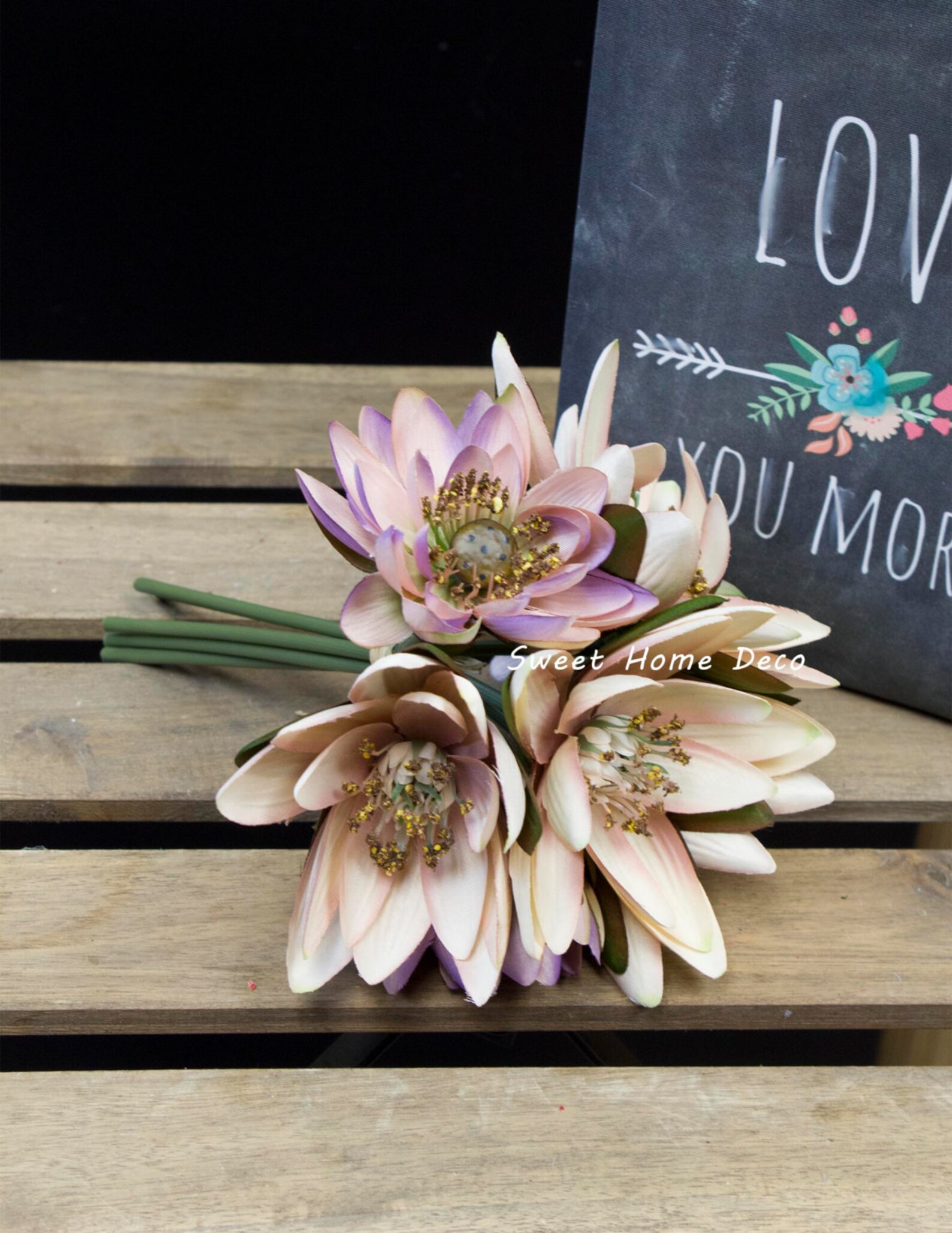 9'' Silk Lotus Flower Bouquet 7 Etsy