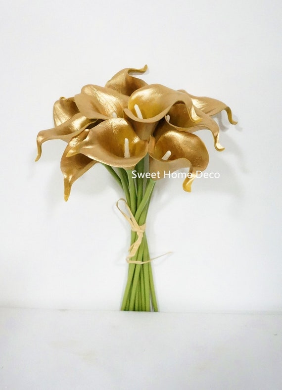 Bunch of 10 Realistic Artificial Calla Lily Flower Stems in