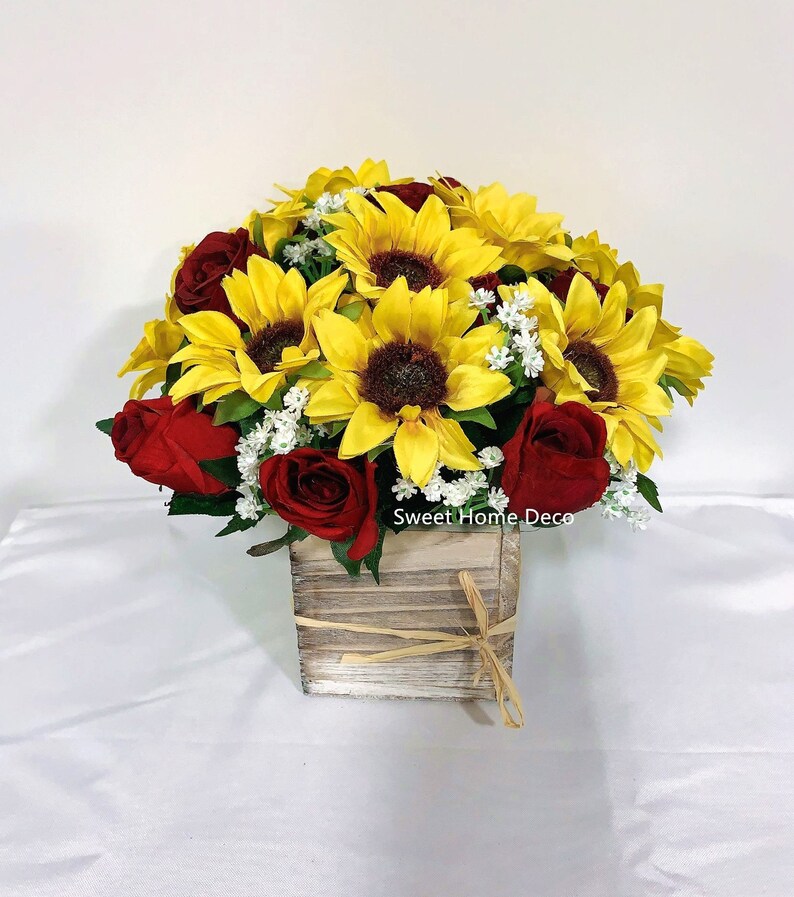 JennysFlowerShop 10'' Silk Rose Sunflower Arrangement image 0